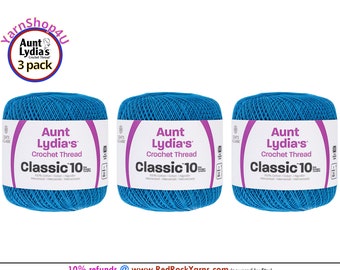 BLUE HAWAII 3 pack! Aunt Lydia's Classic 10 Crochet Thread. 350yds. Item #154-0805