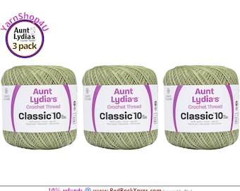 FROSTY GREEN 3 pack! Aunt Lydia's Classic 10 Crochet Thread. 350yds. Item #154-0661