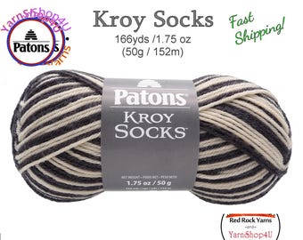 ZEBRA STRIPES - Patons Kroy Socks Yarn is 1.75oz | 166yds Super Fine Weight (1) Sock Yarn. A Blend of 75/25% Wool/Nylon (50g | 152m)