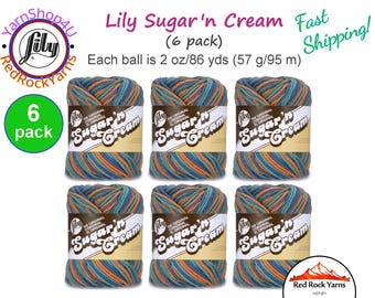 CAPRI OMBRE 6 Pack! 2oz | 95yds each. Lily Sugar N Cream The Original 100% Cotton Yarn. 2 ounces / 95 yards ea. 6 skein bag = Bulk Buy!