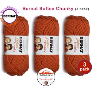 PUMPKIN 3 pack! Bernat Softee Chunky Yarn Super Bulky Yarn. 3.5oz | 108yds | 100% Acrylic Yarn. 3 skeins per pack = Bulk Buy!