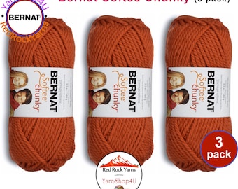 PUMPKIN 3 pack! Bernat Softee Chunky Yarn Super Bulky Yarn. 3.5oz | 108yds | 100% Acrylic Yarn. 3 skeins per pack = Bulk Buy!