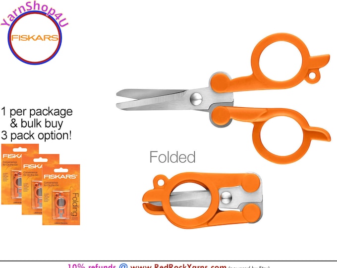 FISKARS Folding Travel Scissors. option: 1 Pair or 3 Folds Down to 2-1/ ...