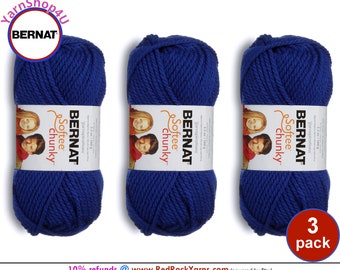 ROYAL BLUE 3 pack! Bernat Softee Chunky Yarn Super Bulky Yarn. 3.5oz | 108yds | 100% Acrylic Yarn. 3 skeins per pack = Bulk Buy!