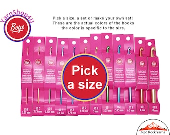 Boye Crochet Hooks. PICK A SIZE or Make a SET! Aluminum Crochet Hooks in all the aluminum sizes. Sizes B, C, D, E, F, G, H, I, J, K, L, N