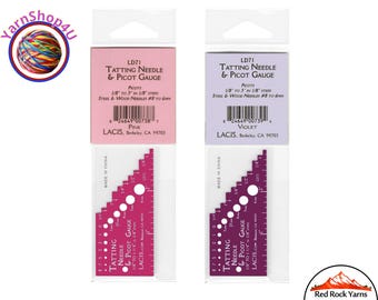 Tatting Needle & Picot Gauge. Available in Pink and Violet. LACIS LD71