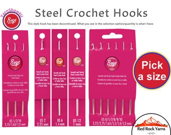 BOYE STEEL Crochet Thread Hook Size 00, 0, Size 1, Size 2, Size 3, Size 4, Size 5, Size 6, Size 7, Size 8, Size 9, Size 10, Size 11, Size 12