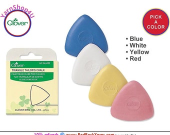 Clover Triangle Tailor's Chalk. Pick a Color: White, Red, Yellow, Blue [we package not to break!] 1 piece. #432/RWYB
