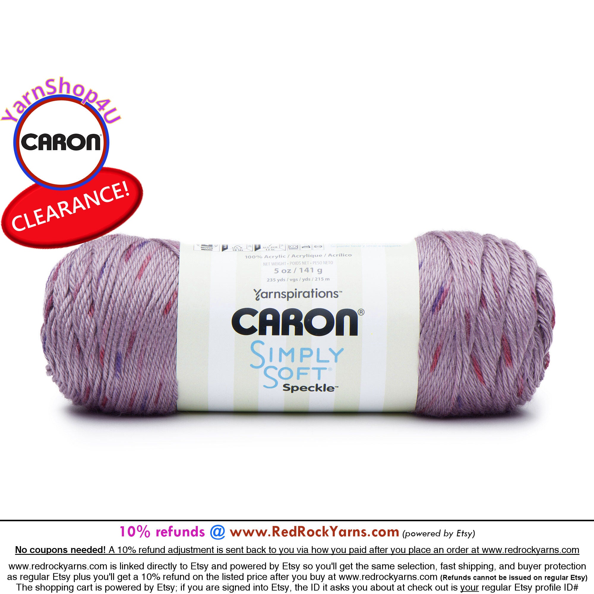 Clearance Sale! SNAPDRAGON - Caron Simply Soft Speckle 5oz / 235yds (141g /  215m) 100% Acrylic yarn. Item 29496161015