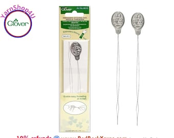 Long Needle Threader for Embroidery Stitching and Punch Needle Tools. 2 per package. 6-1/8" long. Clover #8810