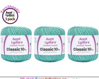 AQUA 3 pack! Aunt Lydia's Classic 10 Crochet Thread. 350yds. #154-0450