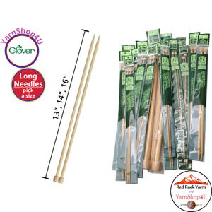 13-16" Bamboo Straight Knitting Needles. Clover Takumi Single point needles. 1 pair/pkg. In 0 to 19 / length by needle size. #3012 & #3019