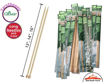 13-16" Bamboo Straight Knitting Needles. Clover Takumi Single point needles. 1 pair/pkg. In 0 to 19 / length by needle size. #3012 & #3019