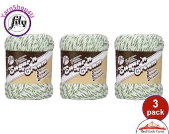 GREEN TWISTS 3 Pack! 2oz | 95yds each. Lily Sugar'n Cream Twists. 100% cotton yarn. 2 ounces / 95 yards ea.3 Skeins. Bulk Buy!