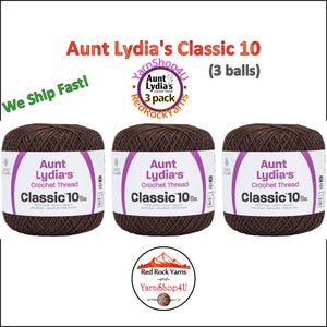 FUDGE BROWN 3 pack! Aunt Lydia's Classic 10 Crochet Thread. 350yds. Item #154-0131