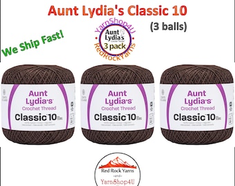 FUDGE BROWN 3 pack! Aunt Lydia's Classic 10 Crochet Thread. 350yds. Item #154-0131
