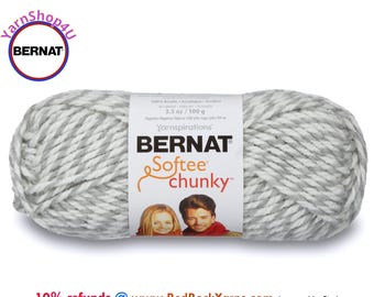 GRAY RAGG Bernat Softee Chunky Yarn Super Bulky Yarn. 3.5oz | 108yds | 100% Acrylic Yarn. Item 16112828047
