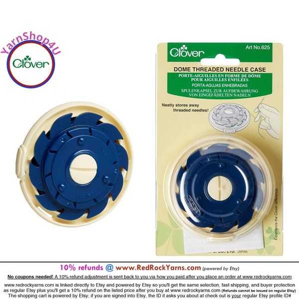 Clover Dome Threaded Needle Case. Keeps Threaded Needles Neatly stored and ready to use at any time! Clover #625