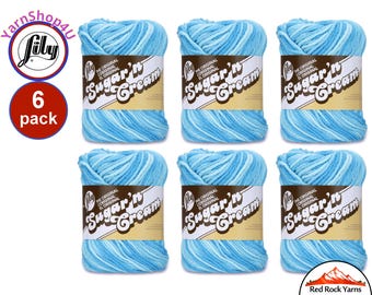 SWIMMING POOL 6 Pack! 2oz | 95yds each. Lily Sugar N Cream The Original 100% Cotton Yarn. 2 ounces / 95 yards ea. 6 skein bag = Bulk Buy!