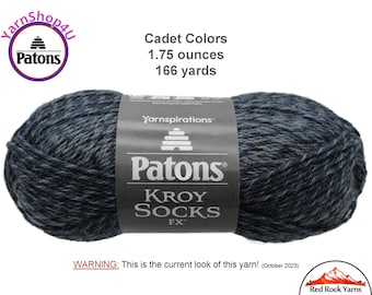 CADET COLORS - Patons Kroy Socks FX Yarn is 1.75oz | 166yds Super Fine Weight (1) Sock Yarn. A Blend of 75/25% Wool/Nylon (50g | 152m)