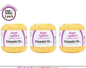 MAIZE 3 Pack! Aunt Lydia's Classic 10 Crochet Thread. 350yds Item #154-0423