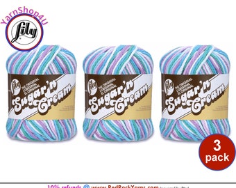 BEACH BALL 3 Pack! 2oz | 95yds. Lily Sugar N Cream The Original 100% Cotton Yarn. 2 ounces / 95 yards ea. 3 skeins Bulk Buy!