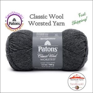 DARK GRAY MIX - Patons Classic Wool Worsted Yarn Medium Weight (4). 100% wool yarn. 3.5oz | 194 yards (100g | 177m)