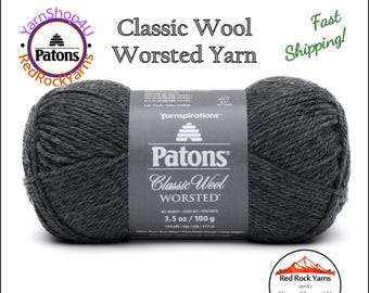 DARK GRAY MIX - Patons Classic Wool Worsted Yarn Medium Weight (4). 100% wool yarn. 3.5oz | 194 yards (100g | 177m)