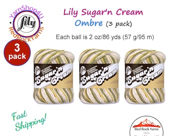 GUACAMOLE 3 Pack! 2oz | 95yds. Lily Sugar N Cream The Original 100% Cotton Yarn. 2 ounces / 95 yards ea. 3 skeins Bulk Buy!