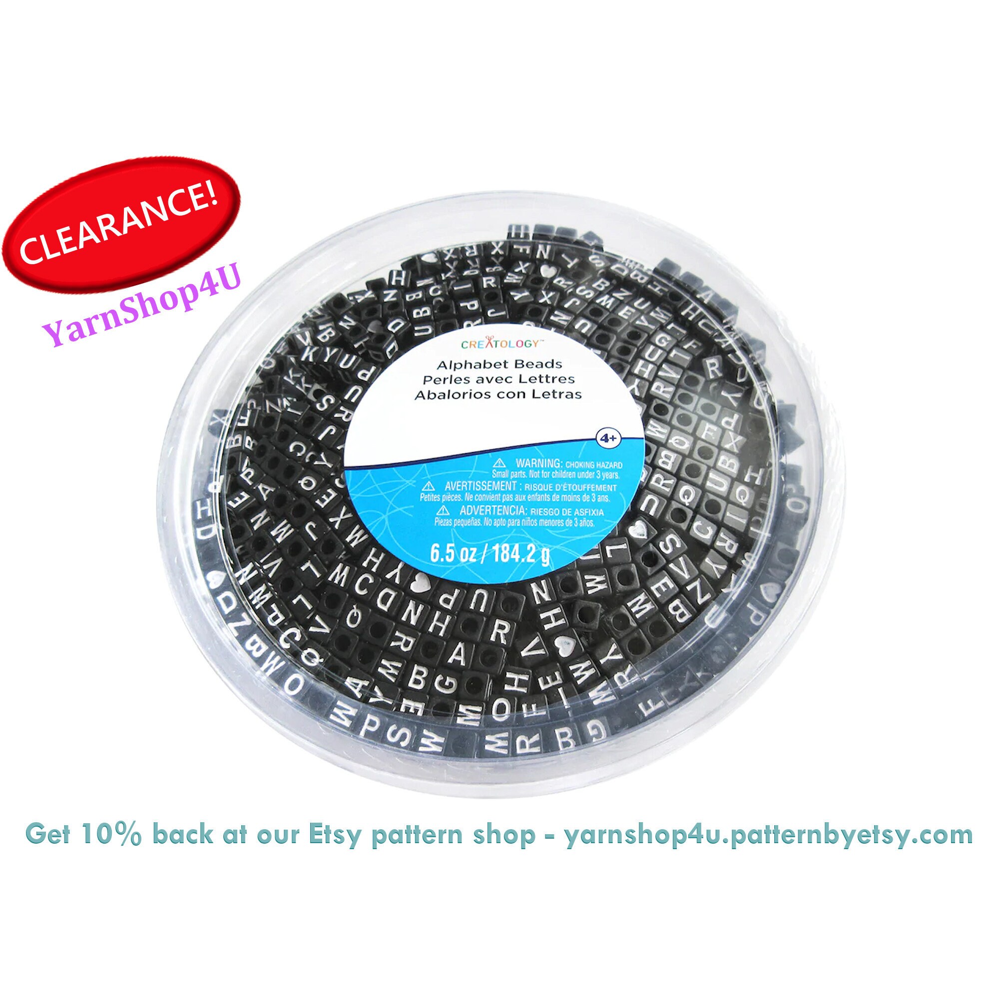Clearance 6mm black cube letter beads alphabet beads creatology 