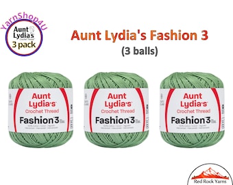 SAGE Fashion 3 Size Aunt Lydia Crochet Thread. One 3 Pack of Aunt Lydia's Fashion 3 Crochet Thread. 3 balls/150yds each. Item #182.0625