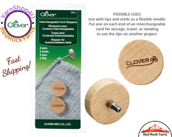 Interchangeable Cord Stoppers 2 per package. For use with Clover interchangeable cords. Clover SKU 3651