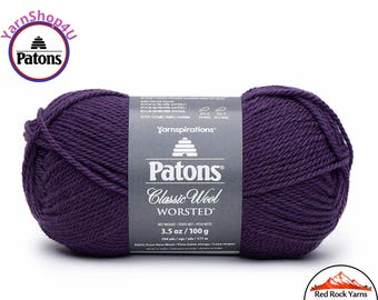 PURPLE NIGHT - Patons Classic Wool Worsted Yarn Medium Weight (4). 100% wool yarn. 3.5oz | 194 yards (100g | 177m)