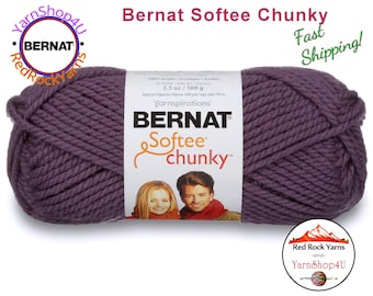 DARK MAUVE Bernat Softee Chunky Yarn Super Bulky Yarn. 3.5oz | 108yds | 100% Acrylic Yarn. Item# 16112828323