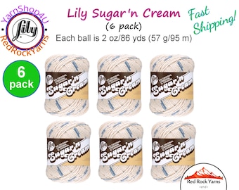 DENIM BLUE 6 Pack! 2oz | 95yds each. Lily Sugar N Cream The Original 100% Cotton Yarn. 6 skein bag = Bulk Buy!
