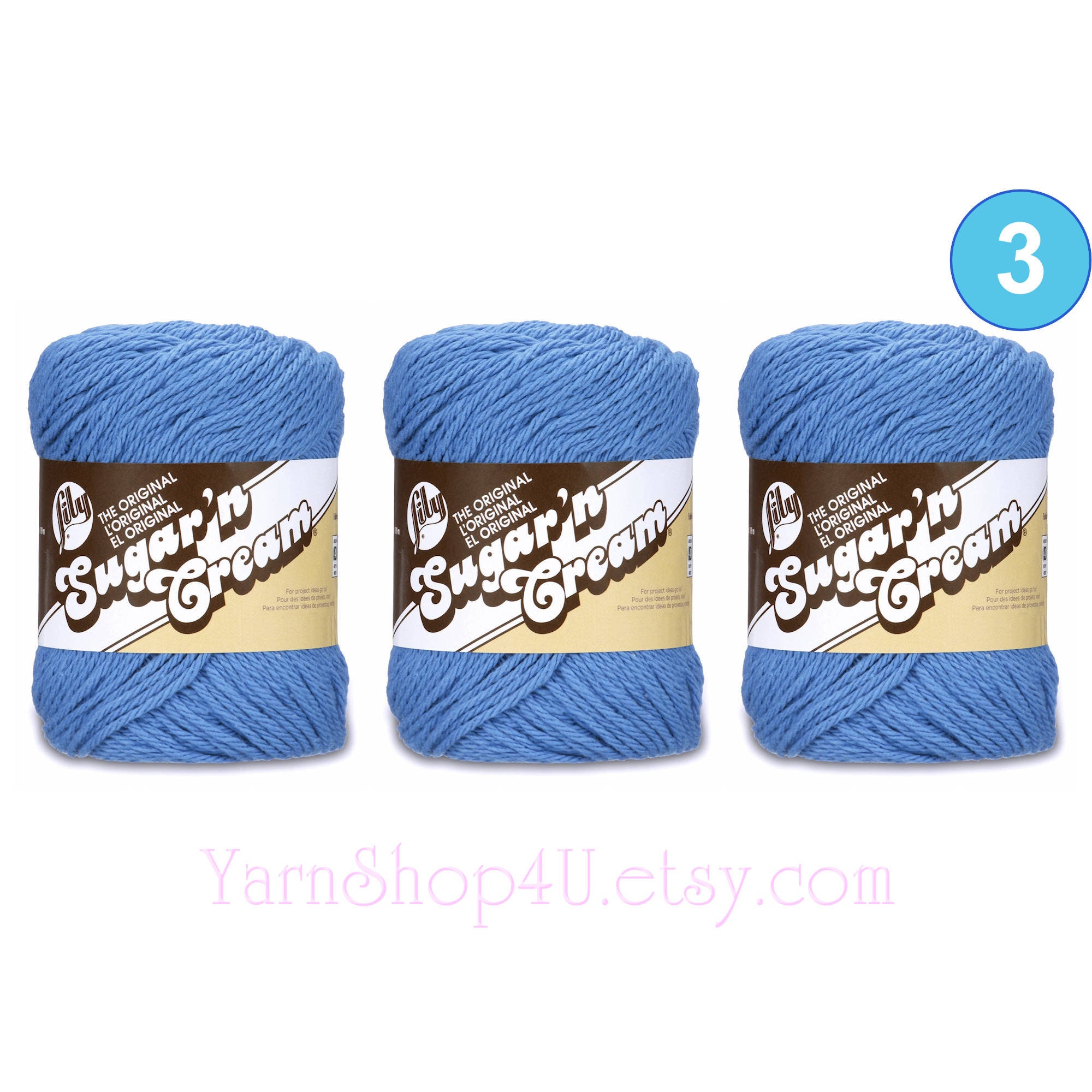 BLUEBERRY 3 Pack! 2.5oz 120yd The Original Lily Sugar N Cream 100