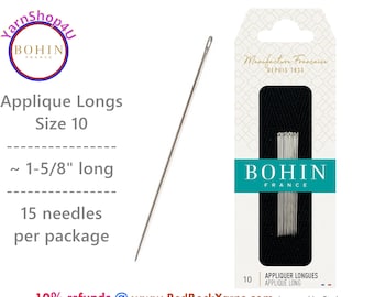 Applique Long / Beading Needles Size 10 . These are 1-5/8" long. 15 Needles per package. Bohin Applique Needles