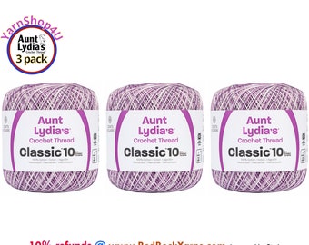 SHADED PURPLES 3 pack! Aunt Lydia's Classic 10 Crochet Thread. 350yds. Item #154-0026