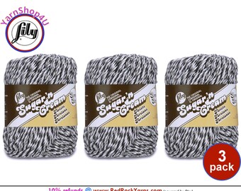 OVERCAST TWISTS 3 Pack! Super Size 3oz | 143yds Lily Sugar'n Cream Twists. 100% cotton yarn. Black, White and Gray Twists. Bulk Buy!