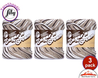 CHOCOLATE OMBRE 3 Pack! 2oz | 95yds. Lily Sugar N Cream The Original 100% Cotton Yarn. 2 ounces / 95 yards ea. 3 skeins Bulk Buy!