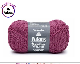 RICH RASPBERRY - Patons Classic Wool Worsted Yarn Medium Weight (4). 100% wool yarn. 3.5oz | 194 yards (100g | 177m)