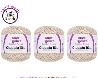 ECRU 3 Pack! Aunt Lydia's Classic 10 Crochet Thread. 400yds. Item #154-0419