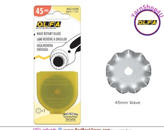 45mm WAVE OLFA® Rotary Blade. Stainless Steel Olfa® Brand Rotary Cutting Blade. Decorative Wave Edge. 1 Blade/pkg. #WAB45-1