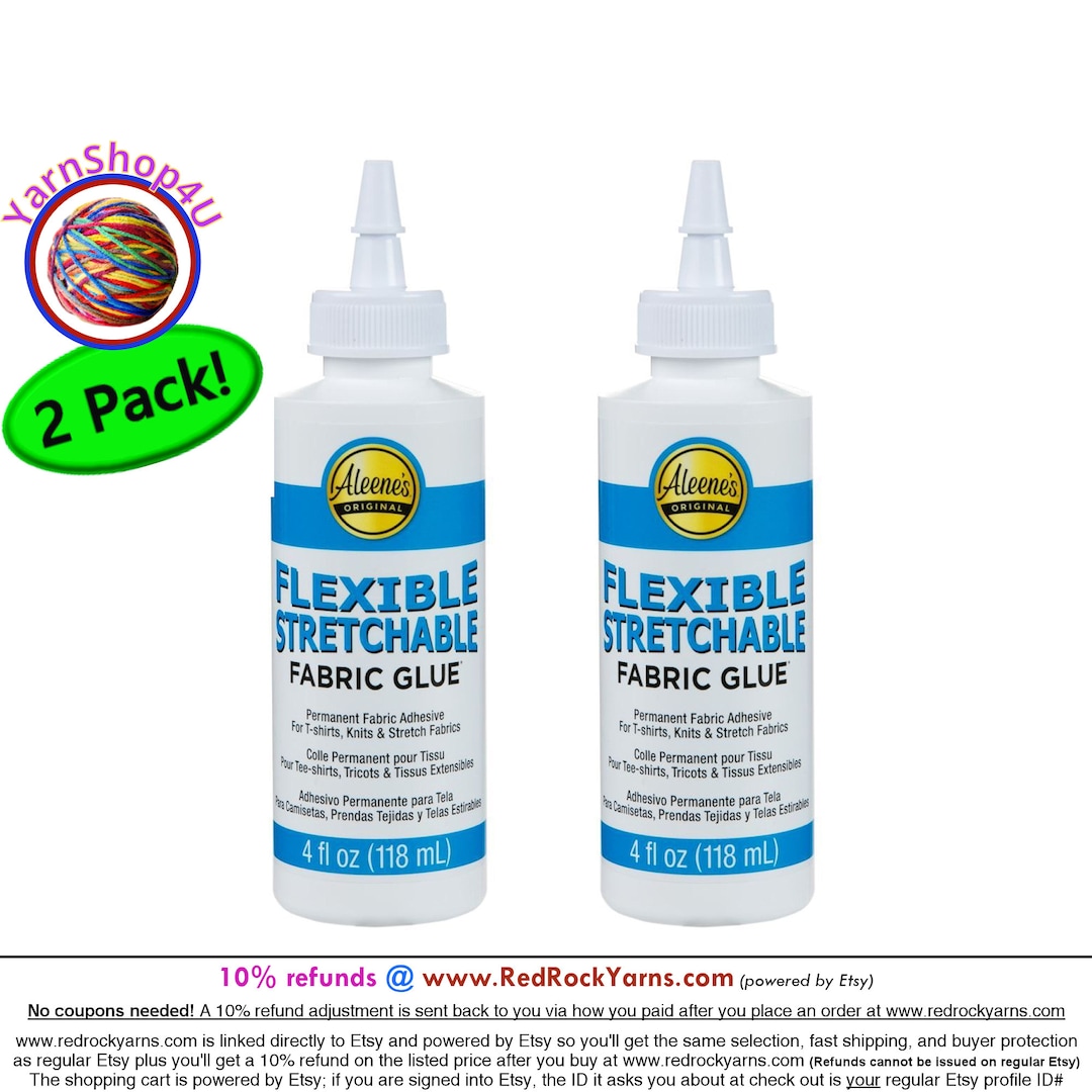 2 Pack Aleene's Flexible Stretchable Fabric Glue. 4 Ounce Bottle