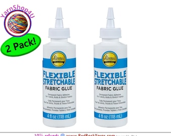 2 pack! Aleene's Flexible Stretchable Fabric Glue. 4 ounce bottle. Use for T-shirt Embellishing, Embroidery backing Glue and more, S155924