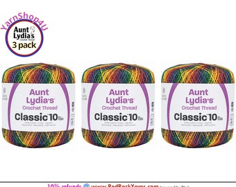 MEXICANA VARIEGATED 3 pack! Aunt Lydia's Classic 10 Crochet Thread. 300yds. Item #154-0250