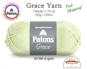 GINGER Patons Grace yarn Light weight #3. 100% Mercerized Cotton, 1.75 oz | 136 yards (50 g | 125 m) Color #62027