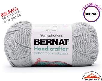 SOFT GRAY - 14oz | 674yds Bernat Handicrafter Cotton yarn. 100% cotton Yarn. Great for dish cloths. Big Ball! Item 16202828019