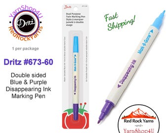 Dritz Marking Pen Dual Purpose Twin package - 2 pen (Water soluble blue + Air & water soluble purple) Made in Japan. Dritz #673-60
