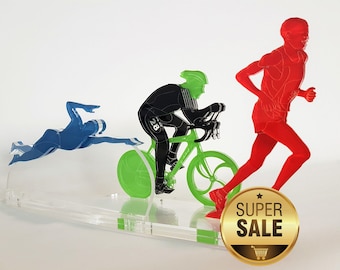 Handcrafted Triathlon Sculpture Unique Athlete Gift Idea